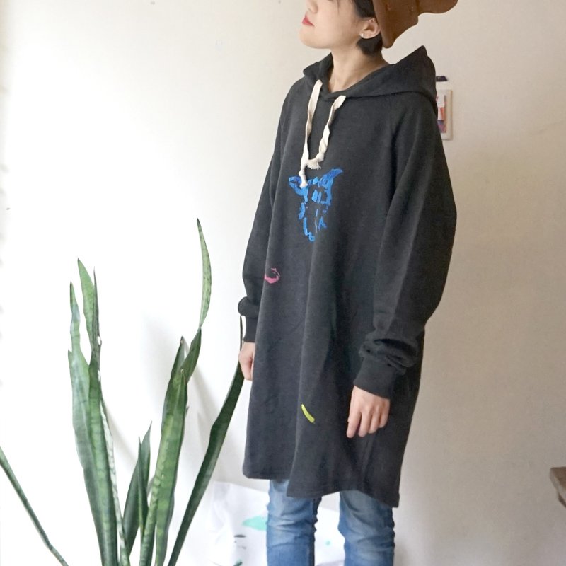 麻花黑大帽t- 岩石 / 小狗U&I - 洋装/连衣裙 - 棉．麻 黑色