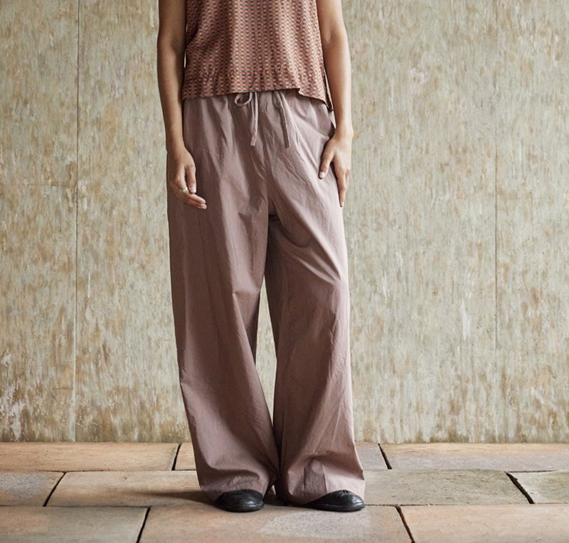 复古文青 丝棉植物染裤子 直筒休闲裤 - 女装长裤 - 其他材质 多色
