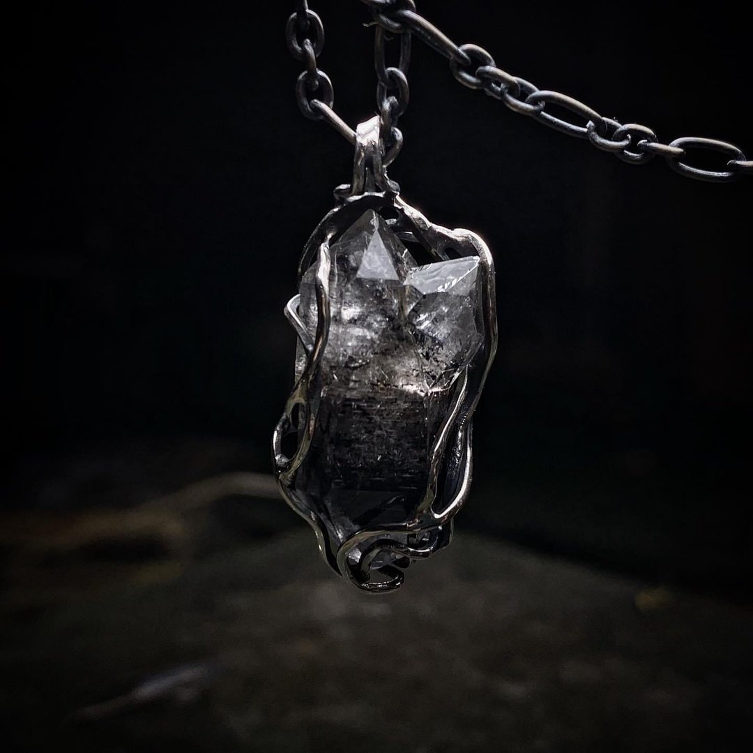 云贵水晶纯银项链 - 项链 - 水晶 黑色