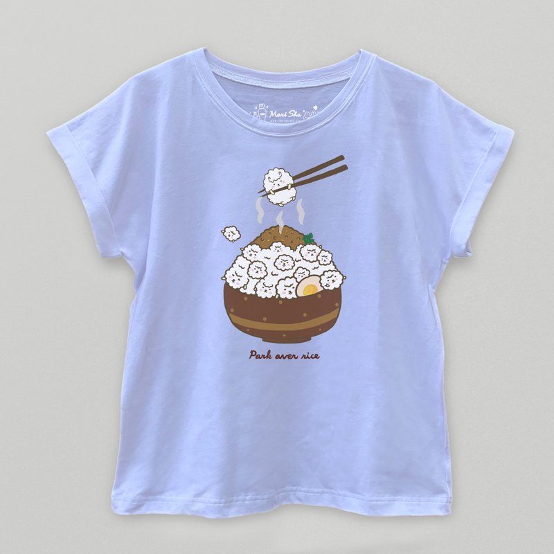 泡泡洋卤肉饭T-shirt - 女装 T 恤 - 棉．麻 白色