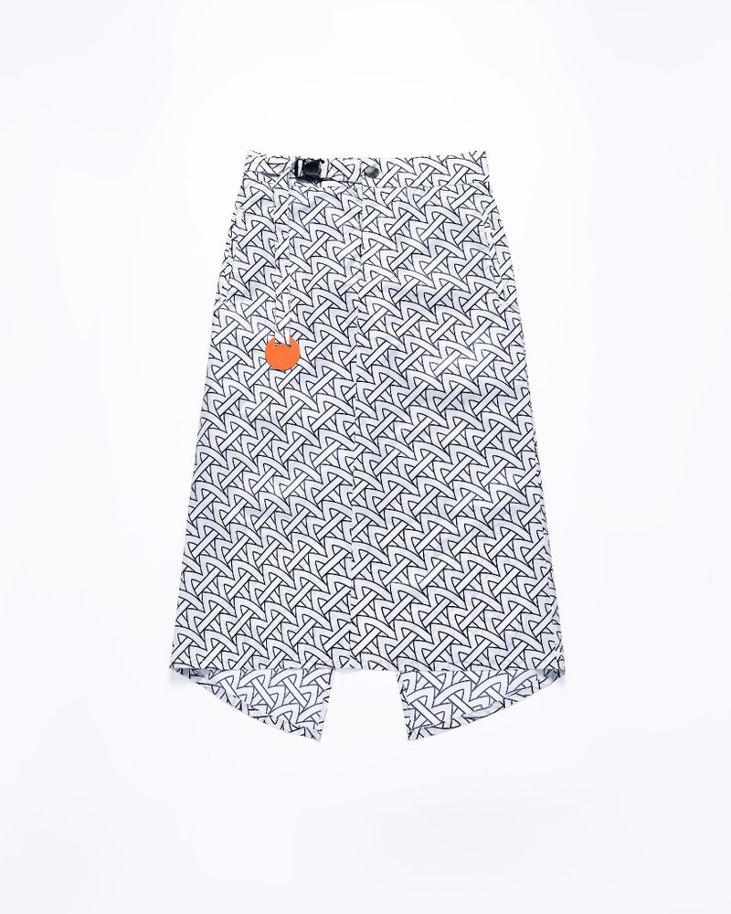 AM图腾印花半身裙 白 - 裙子 - 聚酯纤维 白色