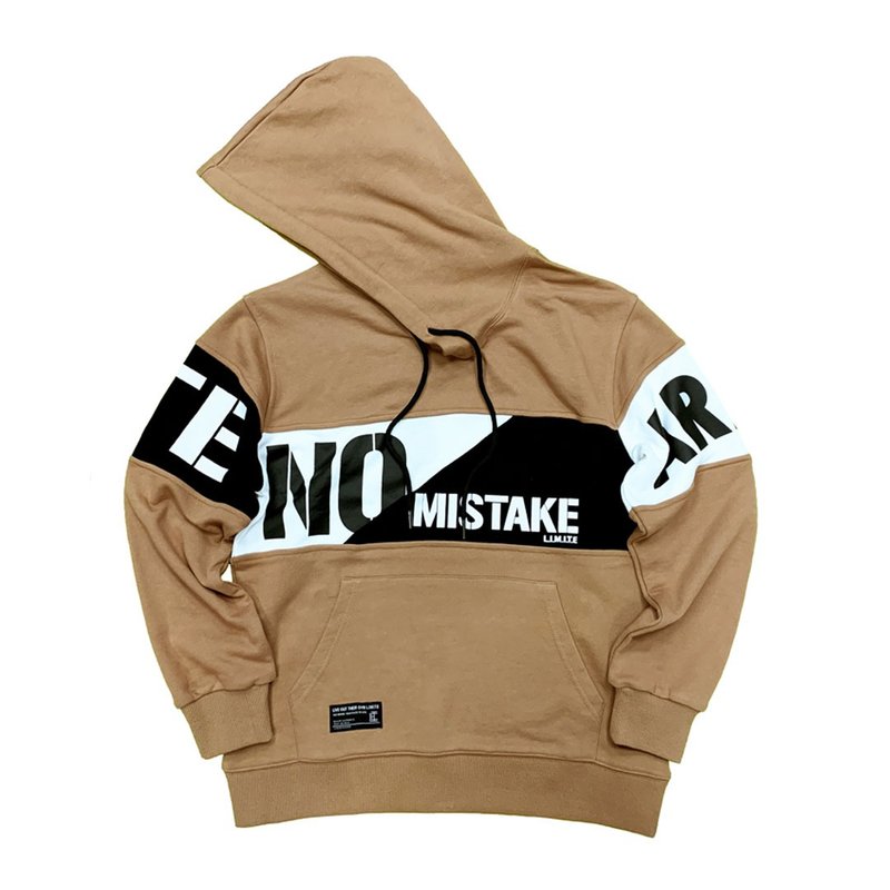 L.I.M.I.T.E - 拼布印花有帽卫衣, 啡色 - 男装上衣/T 恤 - 棉．麻 卡其色