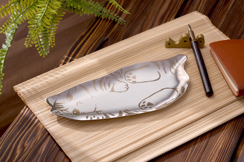 【OPUS东齐金工】不锈钢台湾造型浅盘/饰品盘/礼盒-岛屿拾光/猫咪 - 盘子/餐盘/盘架 - 不锈钢 银色