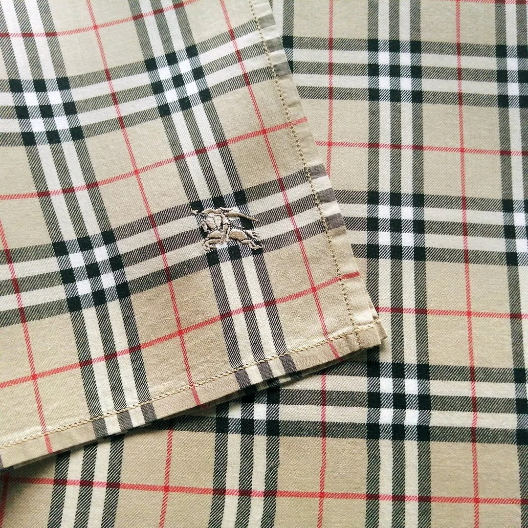 Burberry Vintage Handkerchief Check Brown Beige 19 x 19 inches - 丝巾 - 棉．麻 卡其色