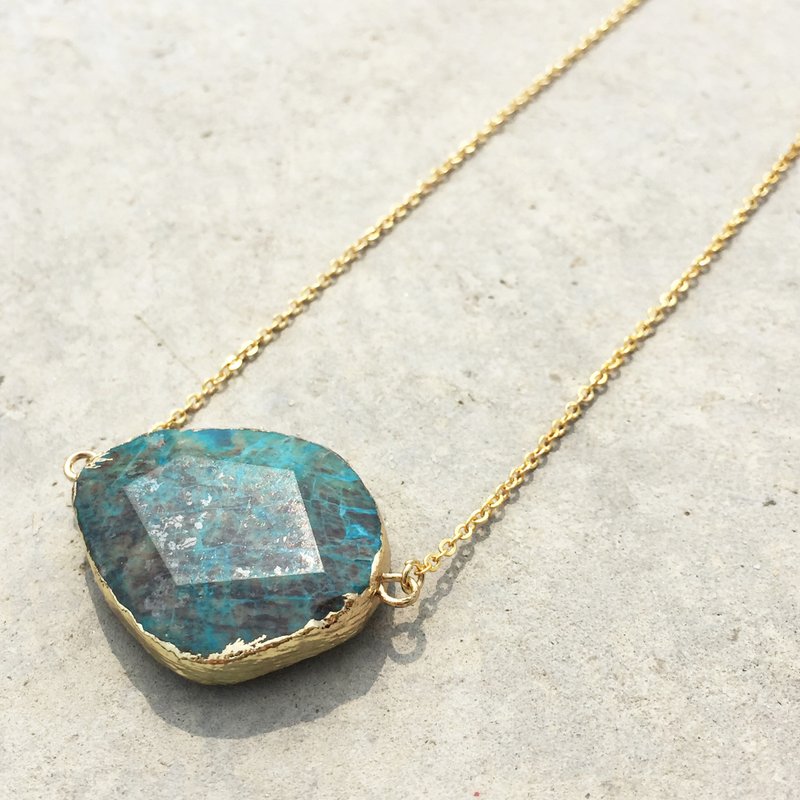 Wood Tansy－ 优雅的海洋深绿 ll 帝王石 锁骨链 - 项链 - 宝石 绿色