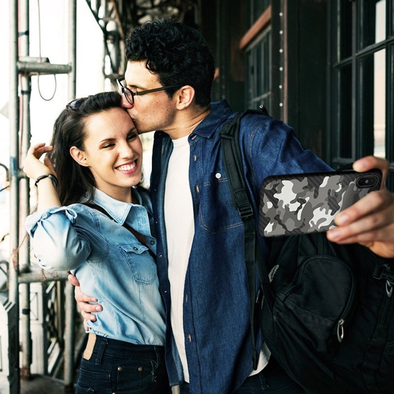 【Apple新品】防弹纤维保护壳 iPhone XR - 雪地迷彩 - 手机壳/手机套 - 碳纤维 黑色