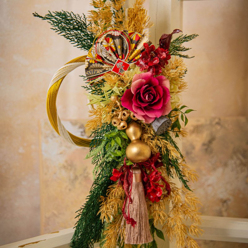 【纳福】永生花 干燥花 如意葫芦日本注连绳 (大) / 新年礼物 - 干燥花/捧花 - 植物．花 红色