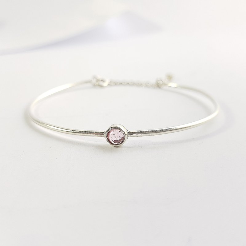 原点-自信粉碧玺999纯银手环(10月诞生石) Pink Tourmaline 免费 - 手链/手环 - 其他金属 粉红色