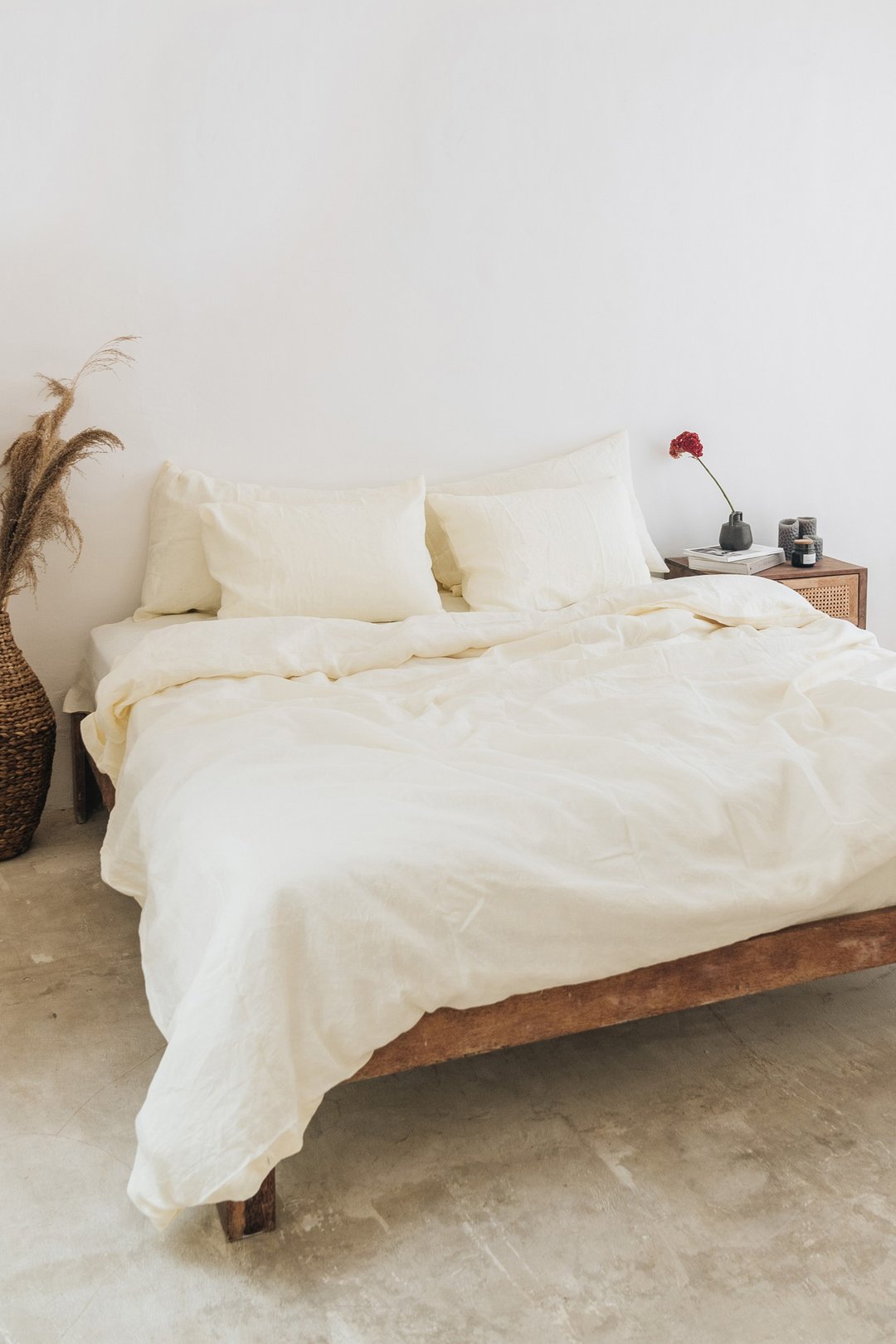 Ivory linen duvet cover / Softened linen / Comforter cover / Quilt cover - 寝具 - 亚麻 黄色