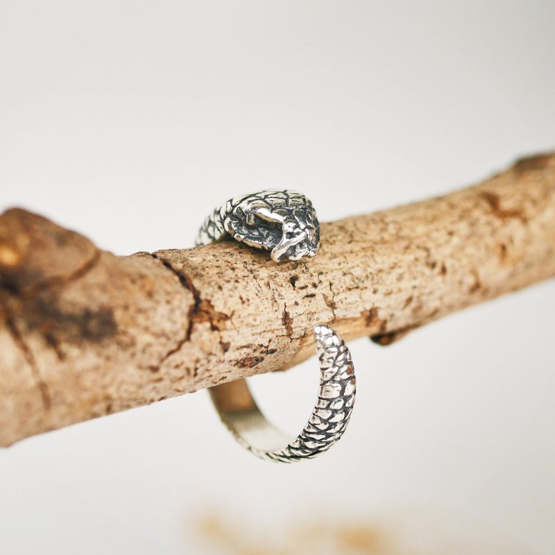 动物系列 ─ 小蛇戒指 纯银 - 戒指 - 纯银 银色