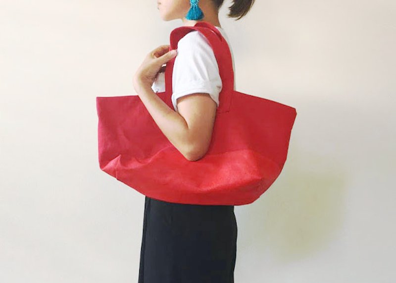 Large capacity Paint tote bag Red - 手提包/手提袋 - 棉．麻 红色