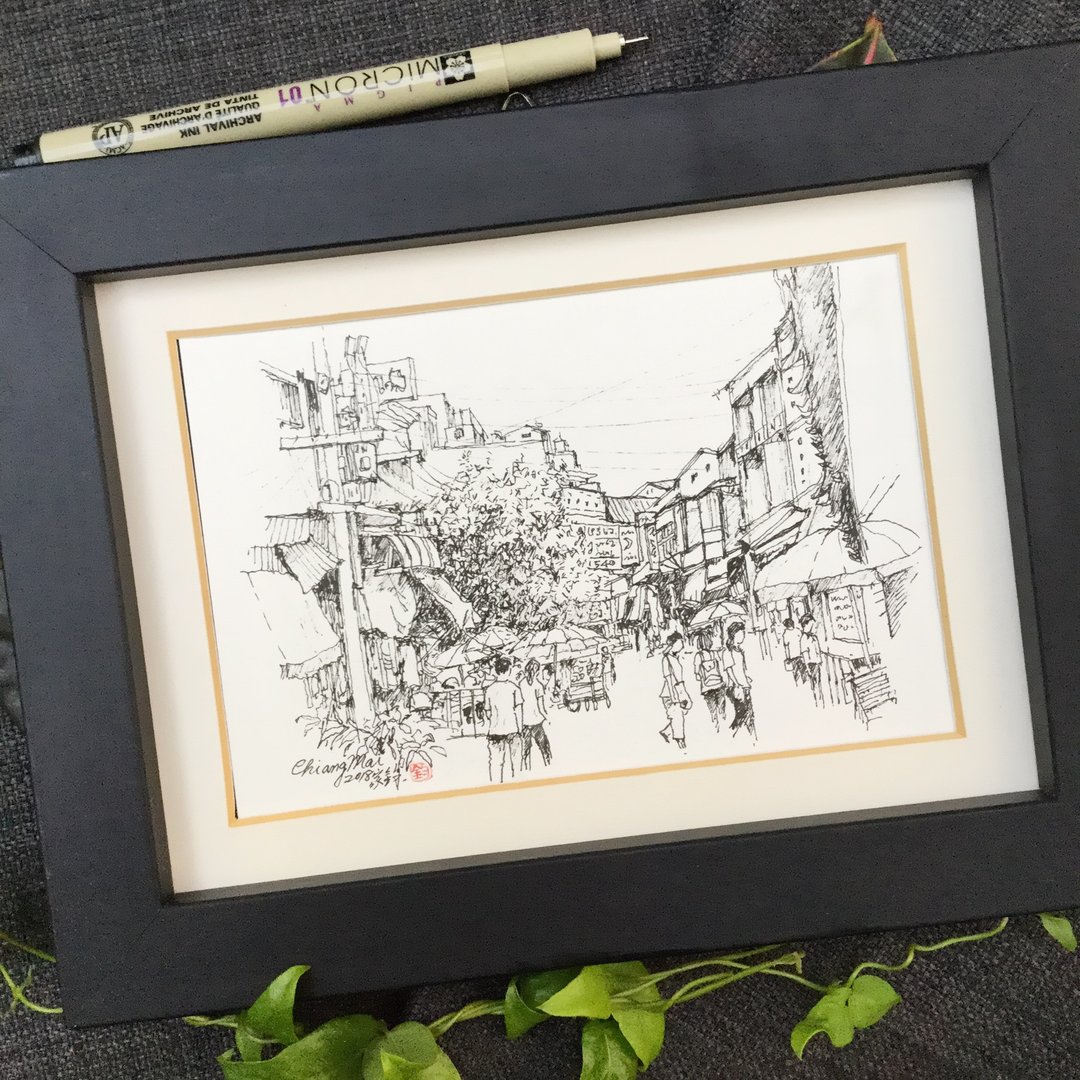 清迈市集/手绘原作 - 海报/装饰画/版画 - 纸 咖啡色