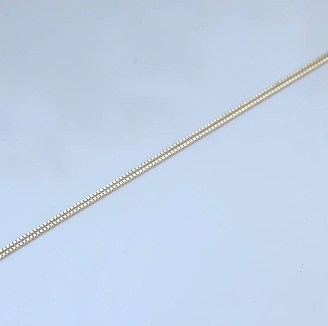 14K 金方格双链脚链 - 耳环/耳夹 - 贵金属 金色