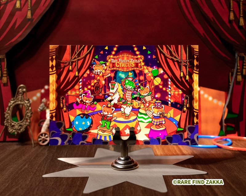 RFZ ORIGINALS明信片系列 No.08 毛茸茸尾巴马戏团 - 卡片/明信片 - 纸 红色