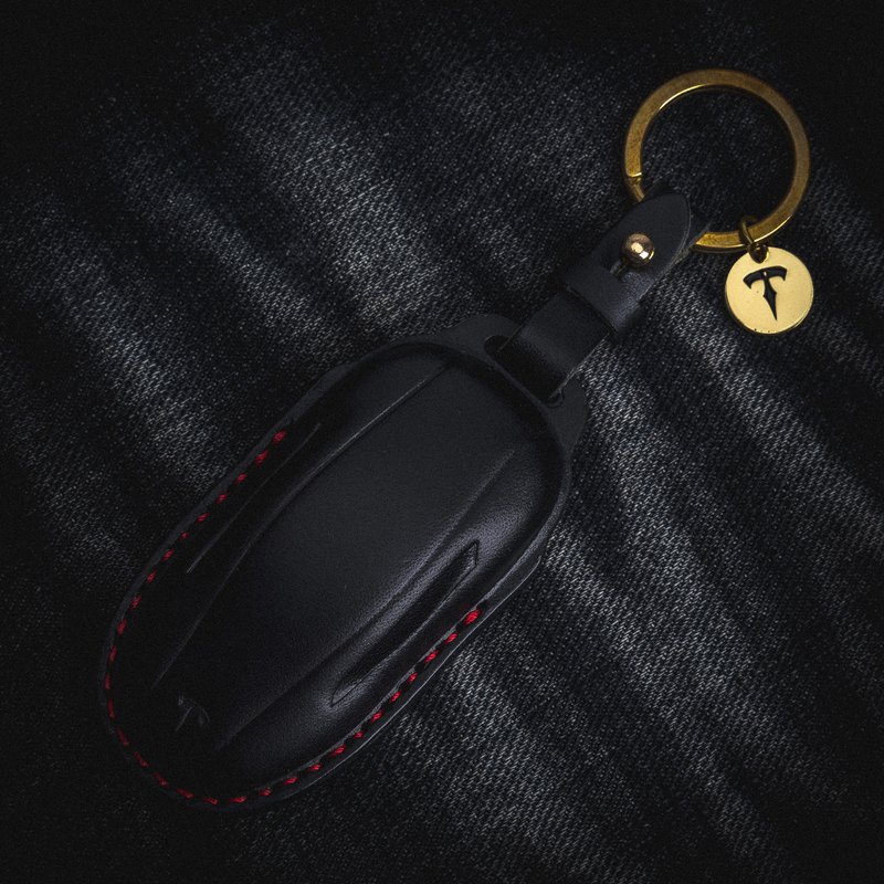 特斯拉 TESLA ModelS Model3 电动车 汽车钥匙皮套 - 钥匙链/钥匙包 - 真皮 黑色