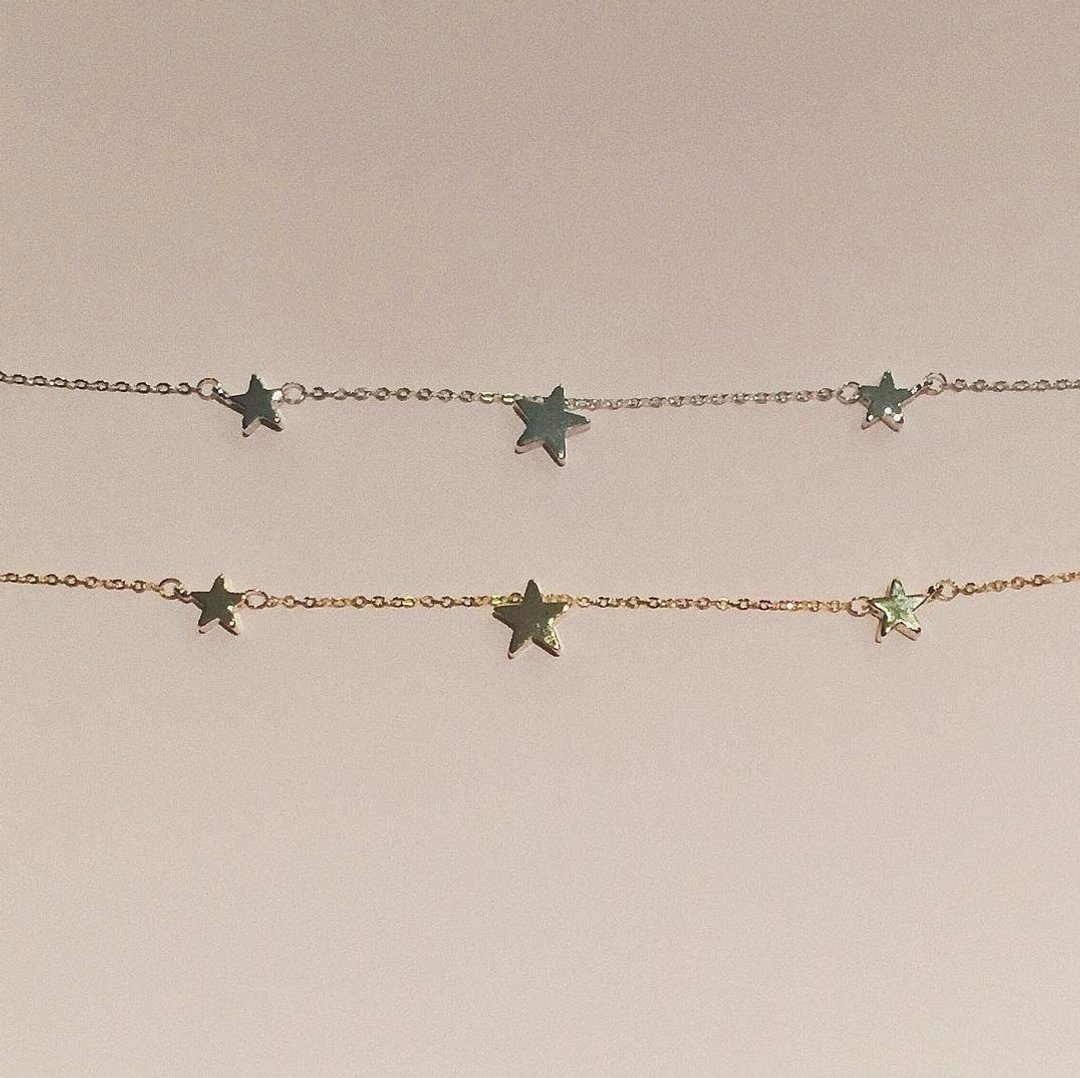 star choker - 项链 - 纸 金色