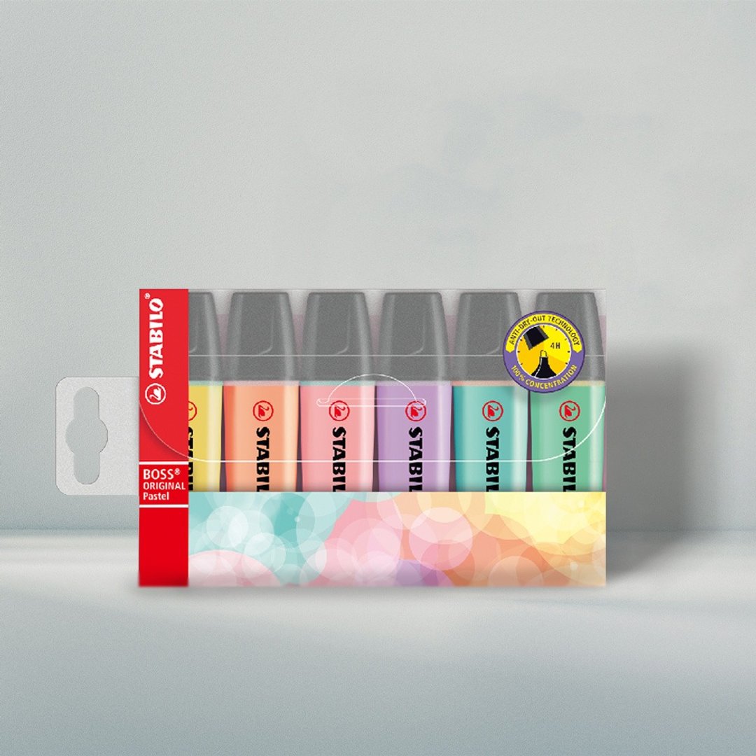 【stabilo】波士马卡龙经典萤光笔6色塑胶吊盒(原厂正货) - 其他 - 塑料 多色