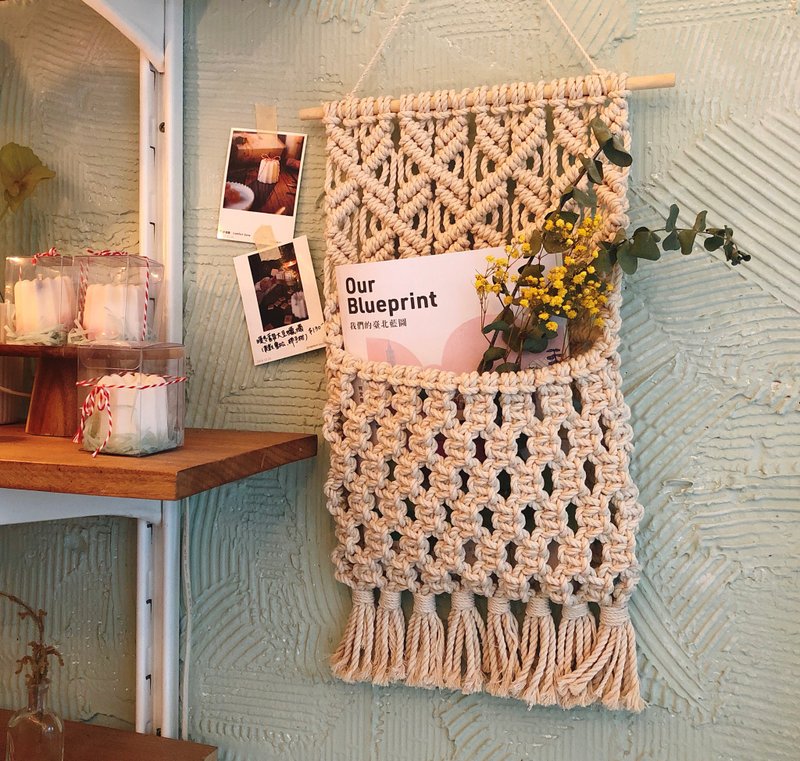 Macrame编织收纳袋 - 收纳用品 - 棉．麻 白色