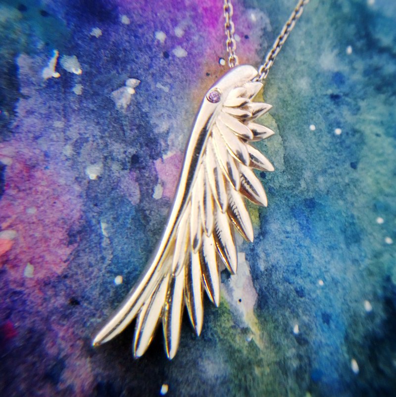 飞翔翼纯银吊坠-细 - 项链 - 纯银 银色