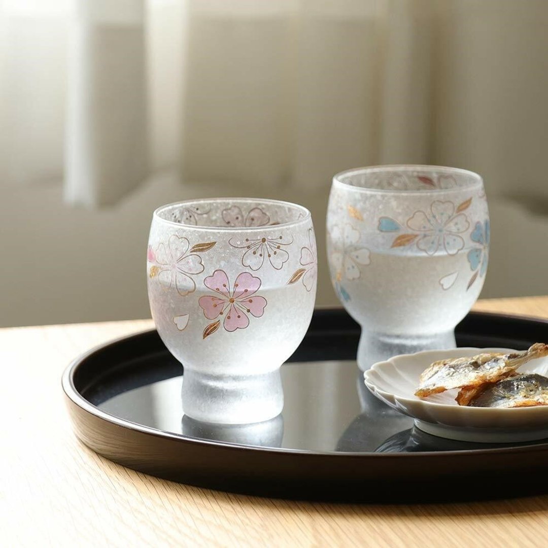 日本 ADERIA 梅花对杯木盒礼盒组 145ml - 玻璃杯 - 玻璃 