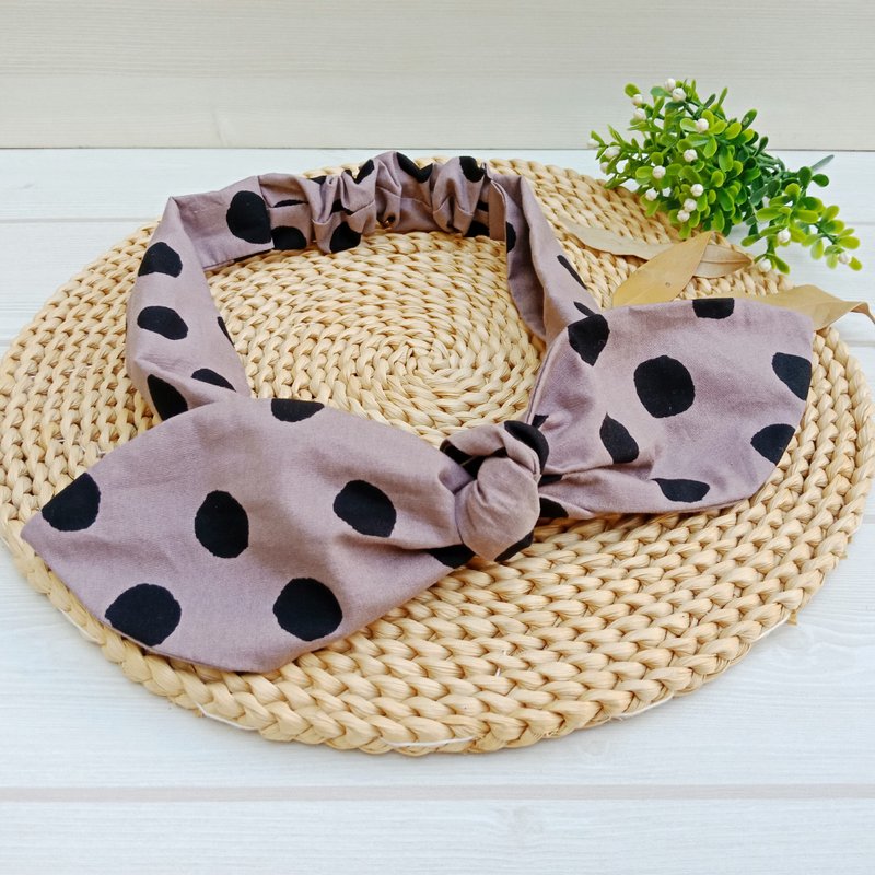 【花漾发带-水玉点点】扭结发带  交叉发带 - 发带/发箍 - 亚麻 紫色