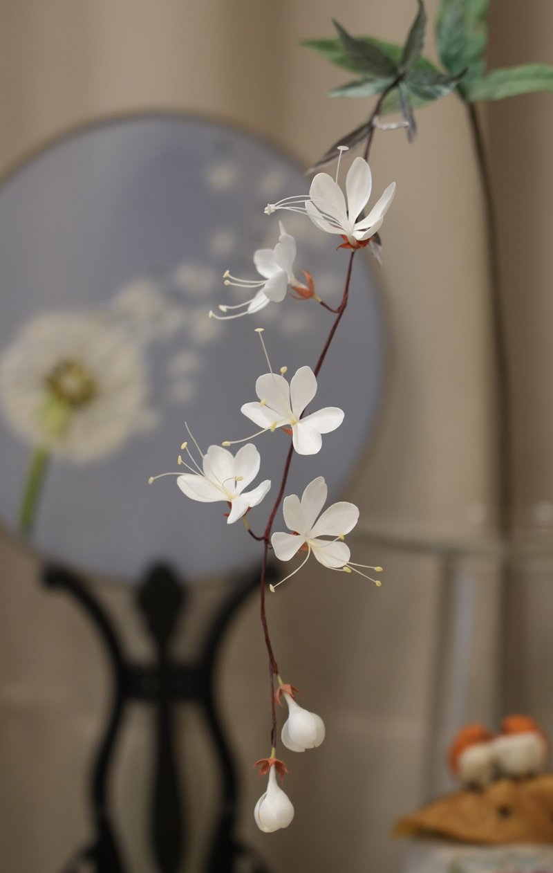 明火烫花高定造花工艺  丝绸做的垂丝茉莉 - 摆饰 - 丝．绢 白色