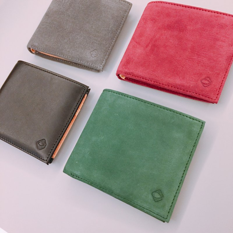 【La Fede】牛麂皮系列-RFID防盗抽取式短夹 - 皮夹/钱包 - 真皮 多色