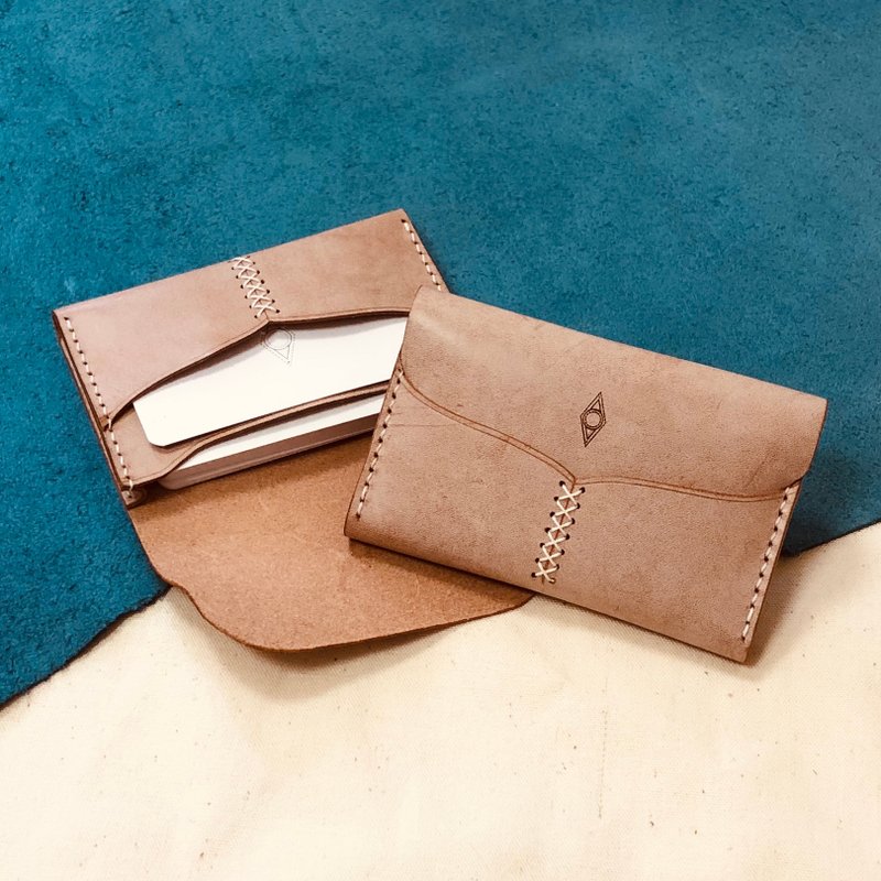 【鲸鱼尾巴系列 - 咭片套】杏色 - 名片夹/名片盒 - 真皮 卡其色