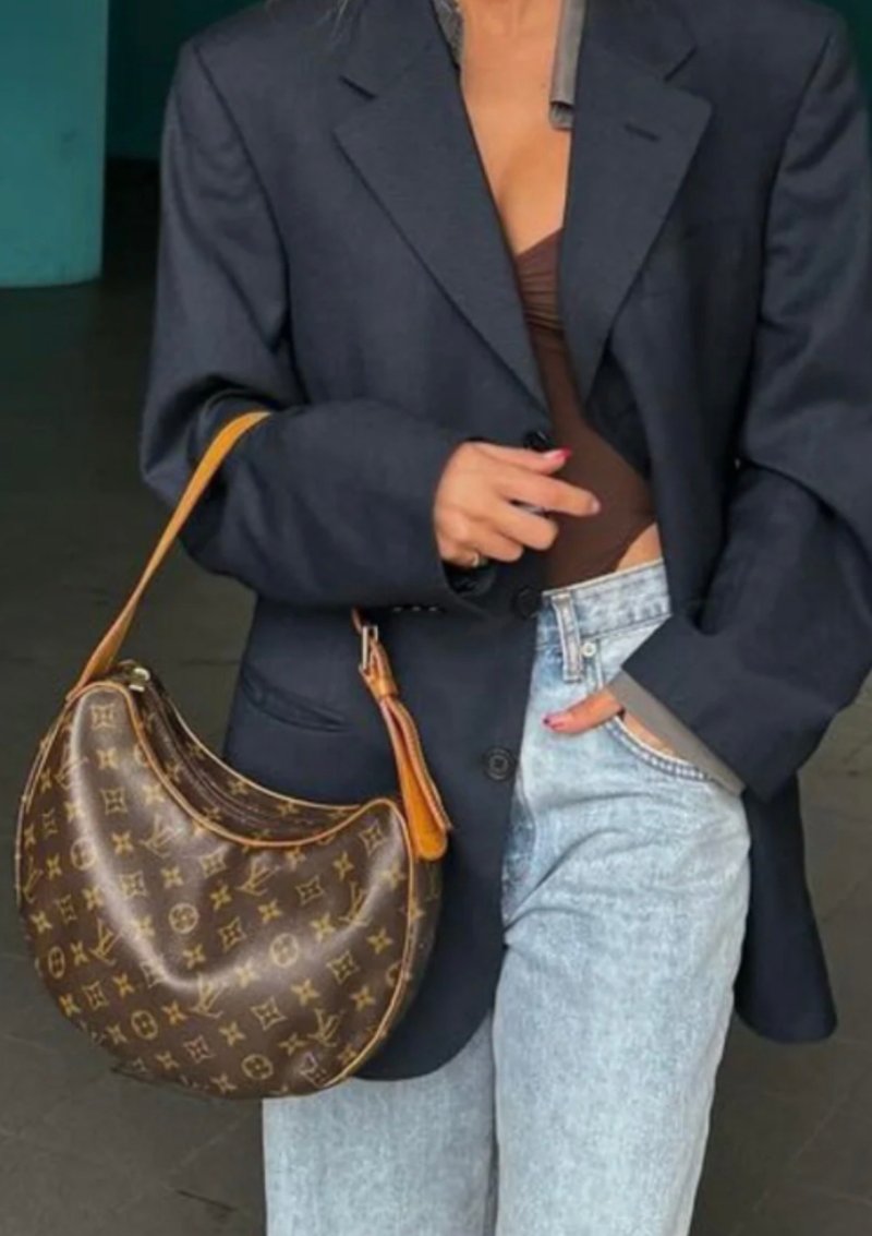 LV经典Monogram老花豌豆包/可颂包Crossiant MM欧美街拍旅行 - 侧背包/斜挎包 - 真皮 咖啡色