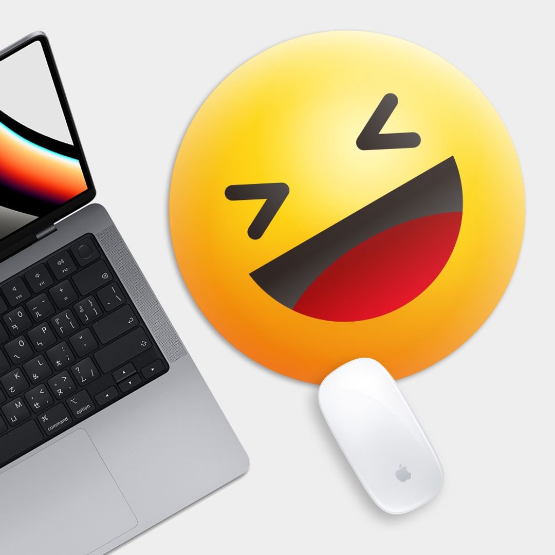 Emoji 笑脸 25 cm 圆形鼠标垫 PS070 - 鼠标垫 - 橡胶 黄色