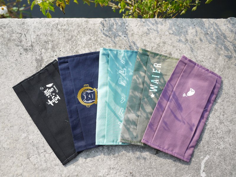 【手工绢印布口罩套 - 定制英文名 注音 图案 】超薄60支纱透光棉 - 其他 - 棉．麻 多色