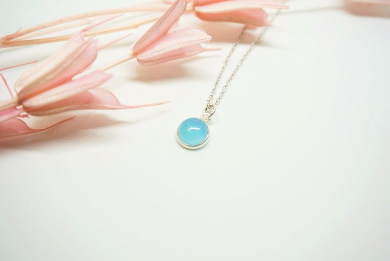 海滴 海蓝玉随 纯银锁骨链  - 项链 - 宝石 蓝色