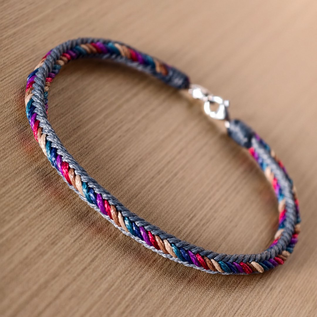 低调不锈钢扣彩虹脚绳 冲浪绳 定制化 Customized Anklet - 手链/手环 - 其他人造纤维 多色