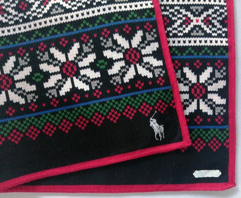 Polo Ralph Lauren 复古手帕 花卉图案 19.5 x 19.5 英寸 - 手帕/方巾 - 棉．麻 黑色