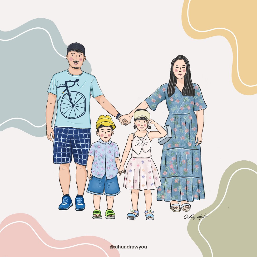 定制化礼物 //全身// 似颜绘 人物画像 明信片 - 电子手绘真人画像/绘画/插画 - 其他材质 多色