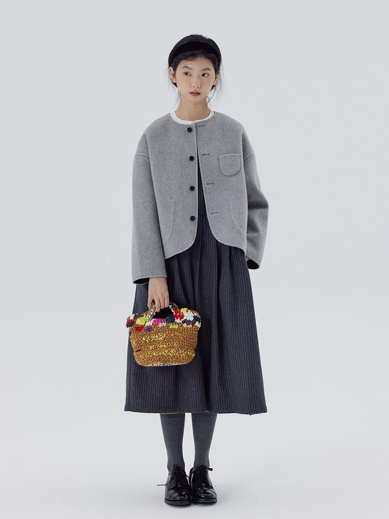 短款双面尼手工羊毛两面穿短毛呢外套 - 女装休闲/机能外套 - 羊毛 多色