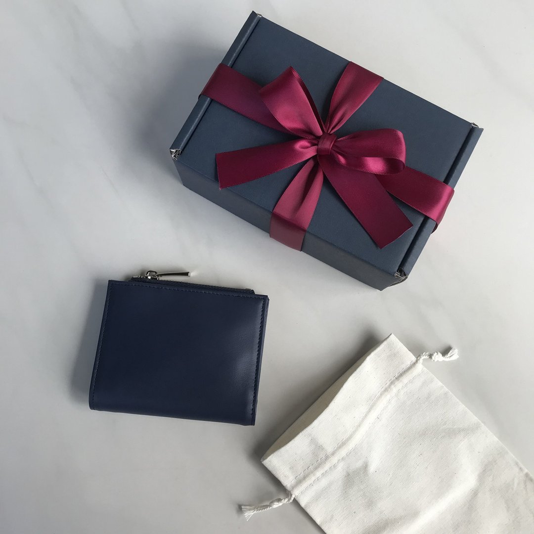 短夾包 真皮皮夾 Small Leather wallet - Blue - 皮夹/钱包 - 真皮 黑色