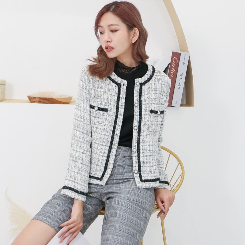 【MEDUSA】米白小香风毛呢套装外套 (M-2L) | 外套 毛呢 加大尺码 - 女装西装外套/风衣 - 其他材质 白色