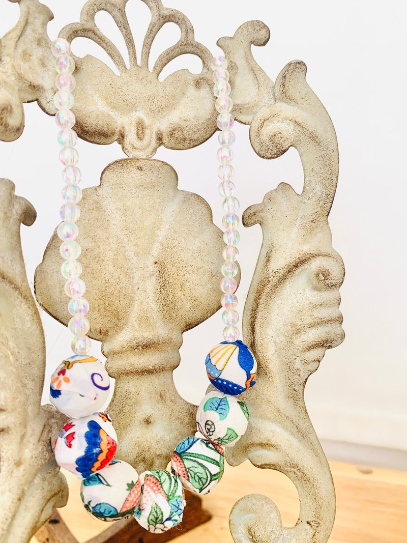 英国Liberty- Floral Eve - 印花手工珠颈链 - 项链 - 珍珠 白色