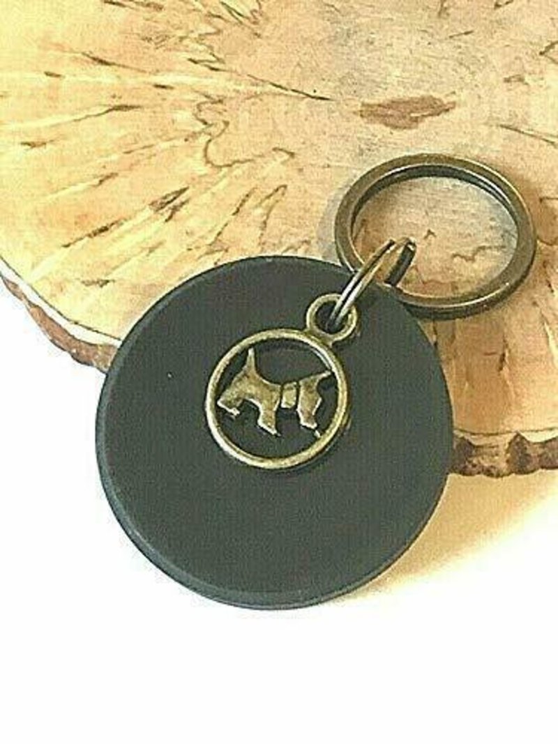 Shungite keychain, pet charm, shungite pendant for pets, emf protection stone - 钥匙链/钥匙包 - 石头 黑色