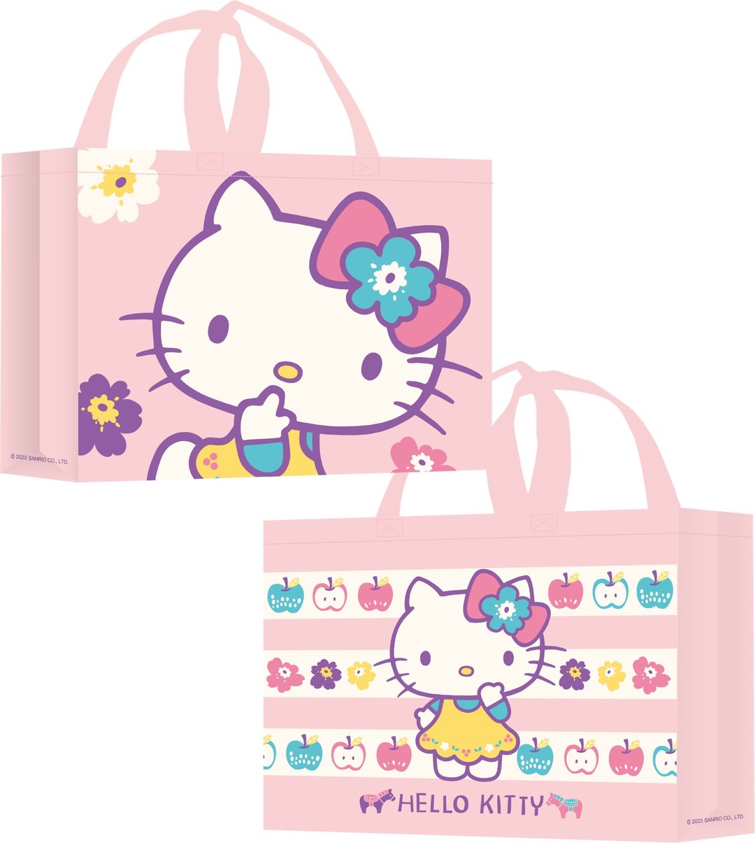 【台欧】Sanrio 三丽鸥 Hello Kitty 18L不织布购物袋 北欧风 - 侧背包/斜挎包 - 其他材质 粉红色