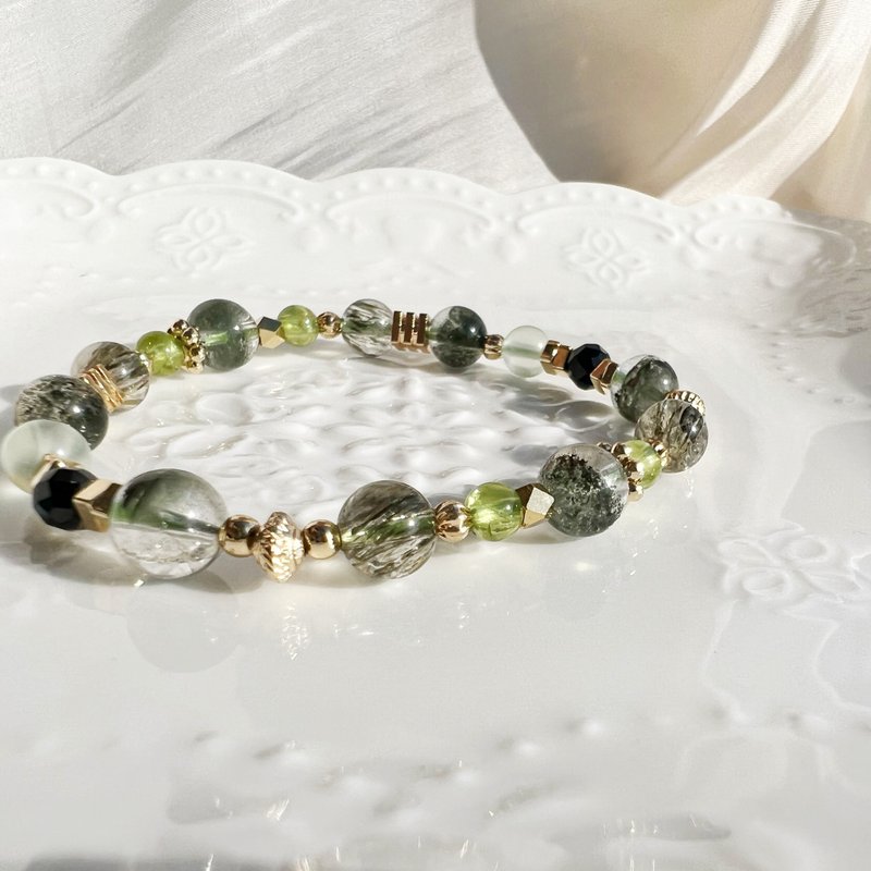 橄榄石 绿幽灵 绿碧发 葡萄石 黑尖晶 水晶 手链 手环 - 手链/手环 - 水晶 