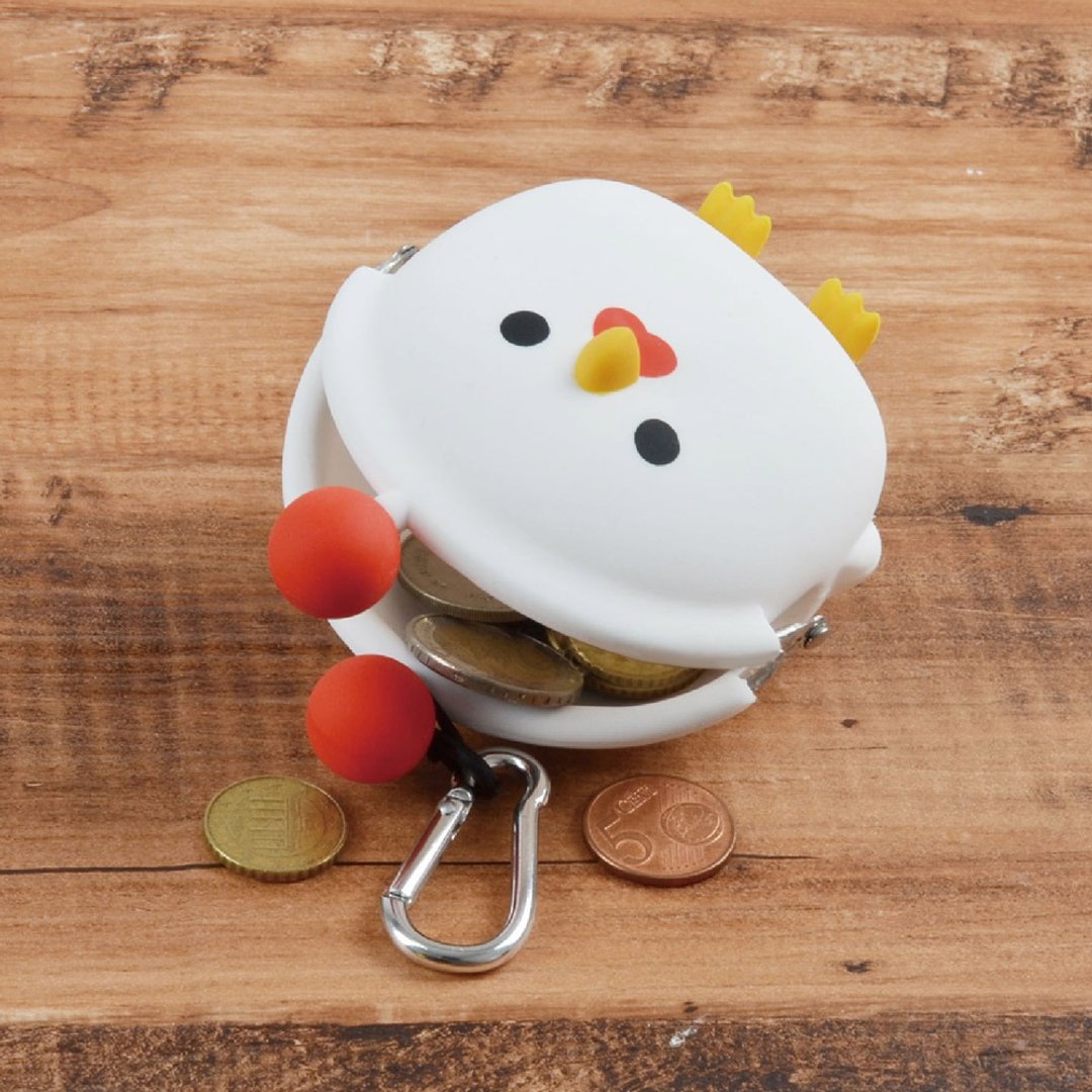 【鸟控推荐】3D POCHI Friends Bird 立体硅胶口金包 / 公鸡 - 零钱包 - 硅胶 白色