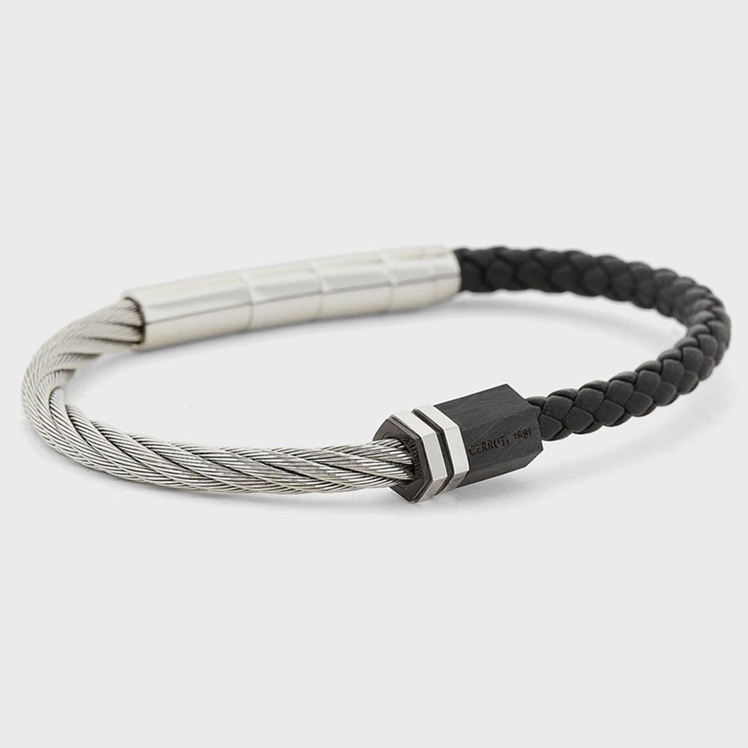 CERRUTI 1881 限量2折 经典不锈钢皮革手环 全新专柜展示品 - 手链/手环 - 其他金属 