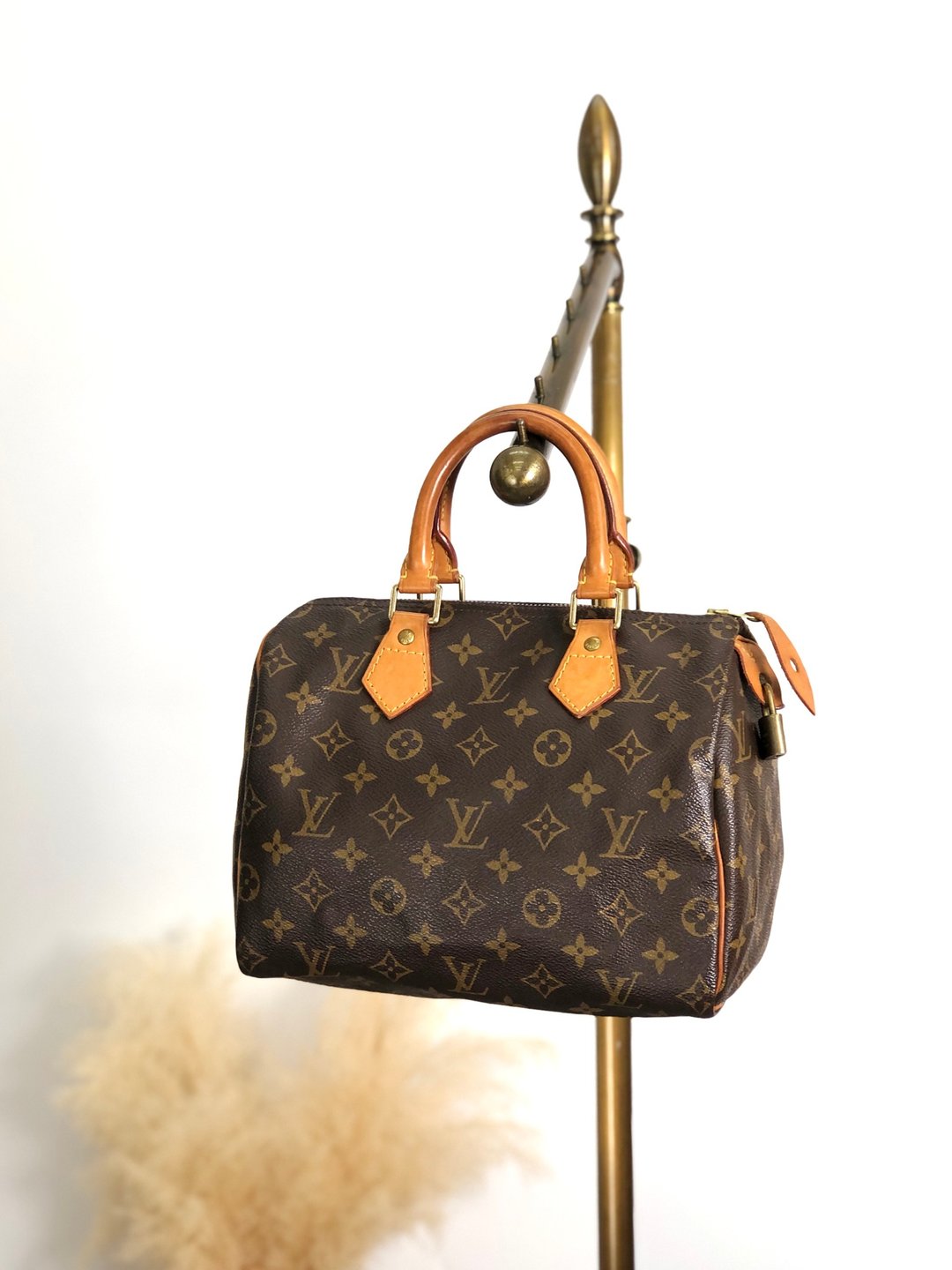 【日本直送 品牌二手包】LOUIS VUITTON 手提包棕字母 PVC皮革 Speedy 25 迷你波士顿包 旧款 v6yzjx - 手提包/手提袋 - 防水材质 咖啡色