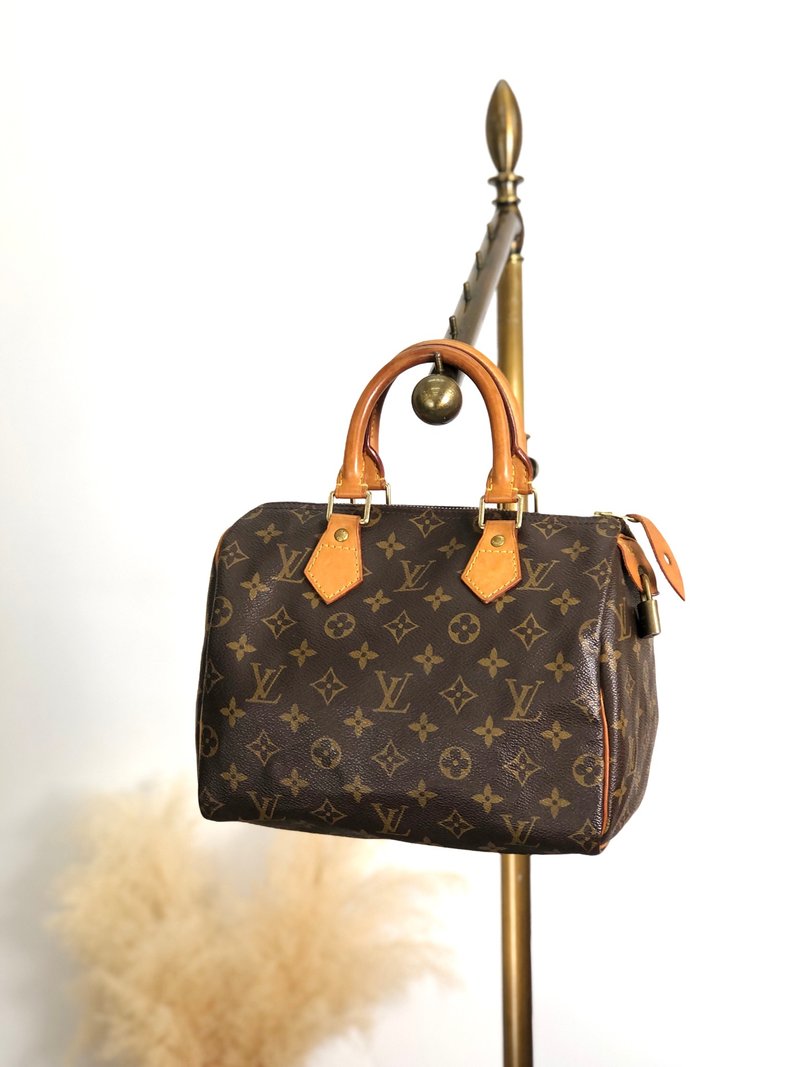 【日本直送 品牌二手包】LOUIS VUITTON 手提包棕字母 PVC皮革 Speedy 25 迷你波士顿包 旧款 v6yzjx - 手提包/手提袋 - 防水材质 咖啡色