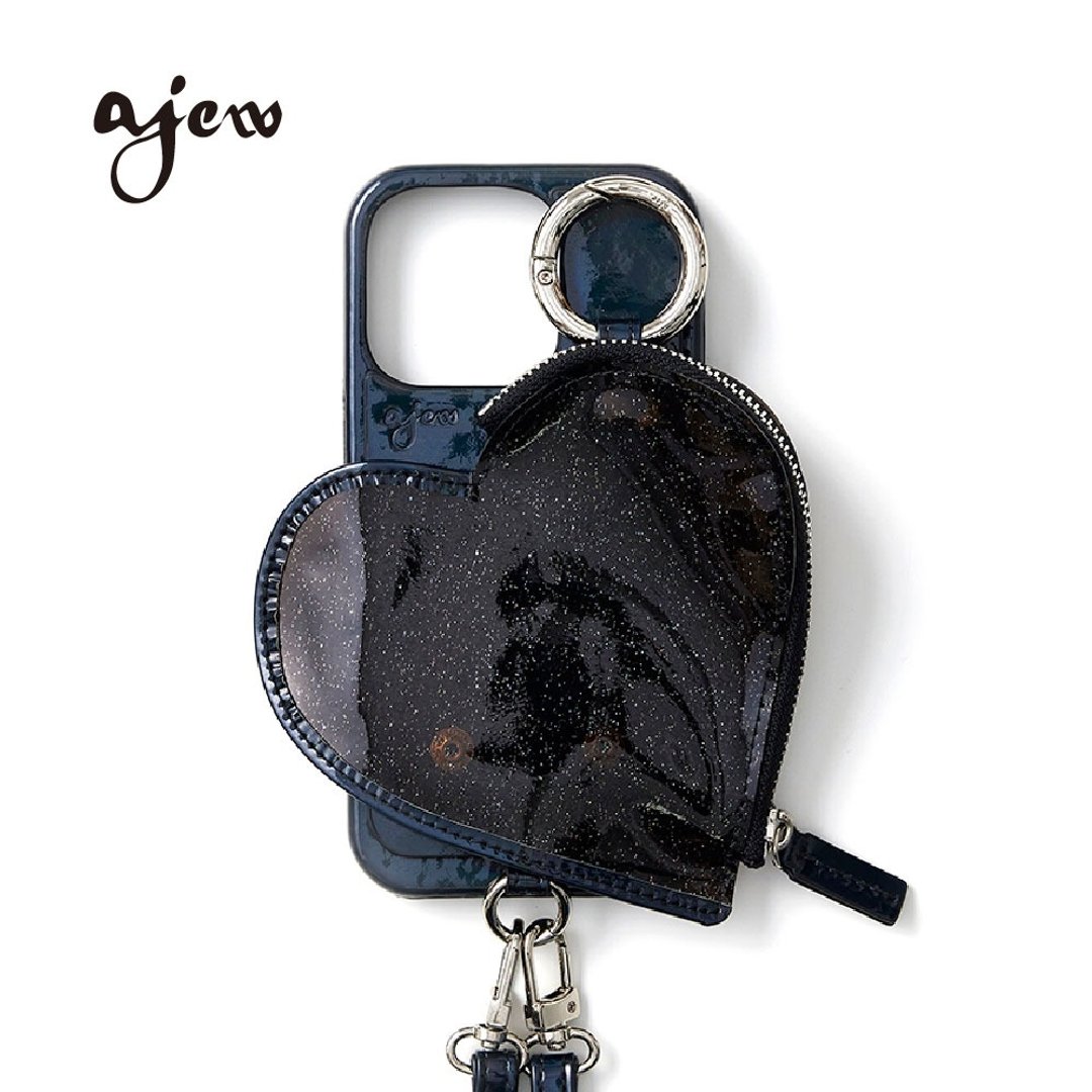 ajew PVC 爱心造型拉链口袋手机壳 / black(含背带) - 手机壳/手机套 - 人造皮革 黑色