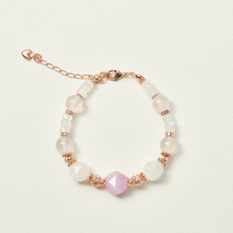 紫锂辉 粉晶 水晶手链/爱情运 人缘魅力 自爱疗愈 - 手链/手环 - 水晶 紫色