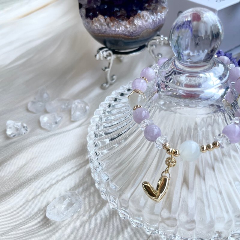 草莓晶 紫锂辉 14K包金设计款 水晶皇后 招桃花 白月光 礼物 招财 - 手链/手环 - 水晶 多色