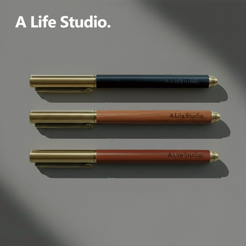 【A Life Studio.】黄铜实木中性笔0.5mm|原木笔|文创|可换笔芯 - 圆珠笔/中性笔 - 木头 